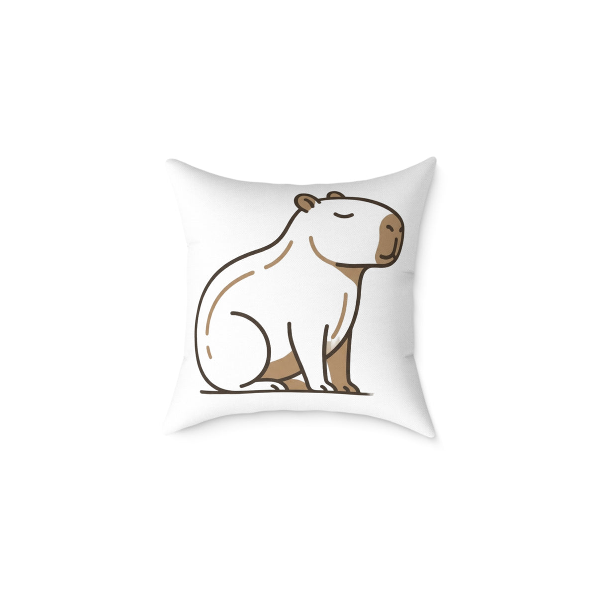 Funny Capybara Cartoon Square Throw Pillow – Cute Relaxed Capybara Decorative Cushion