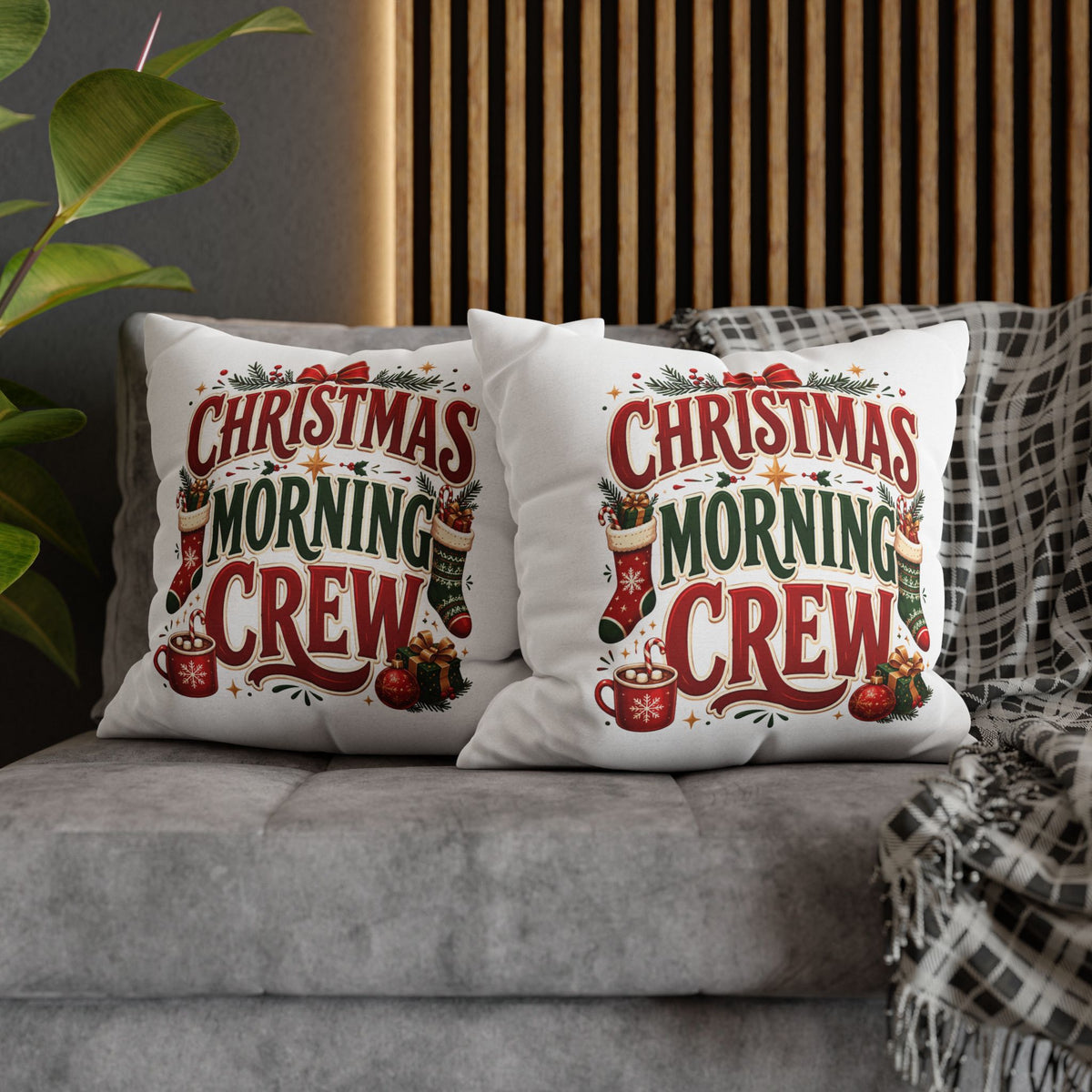 Christmas Spun Square Pillowcase  Morning Crew Pillowcase