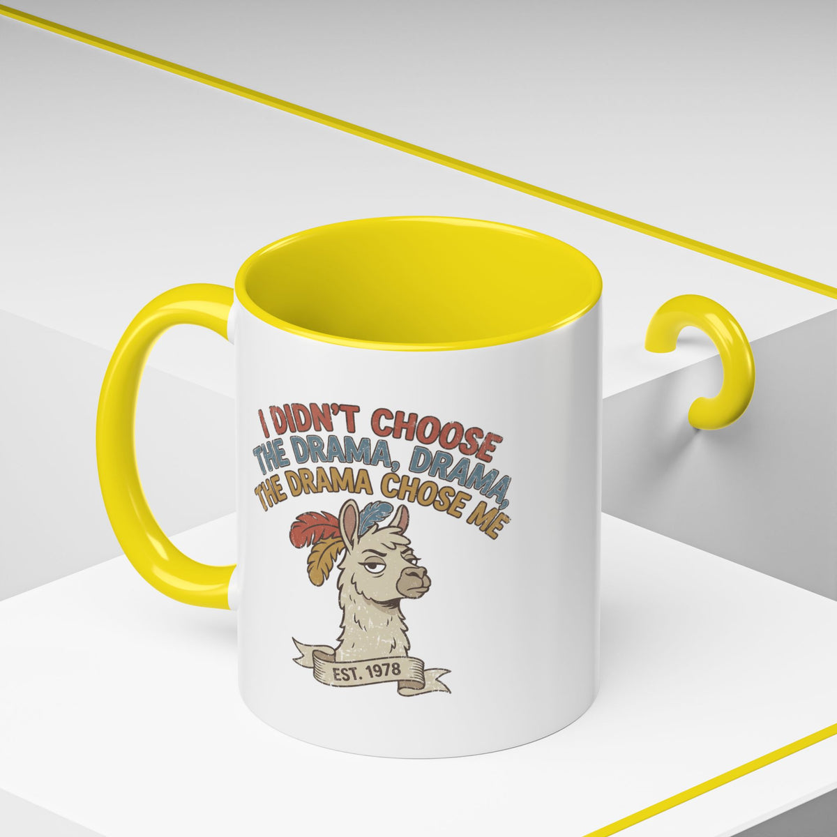 Funny And Witty "The Drama Chose Me" Accent Coffee Mug (11, 15oz)