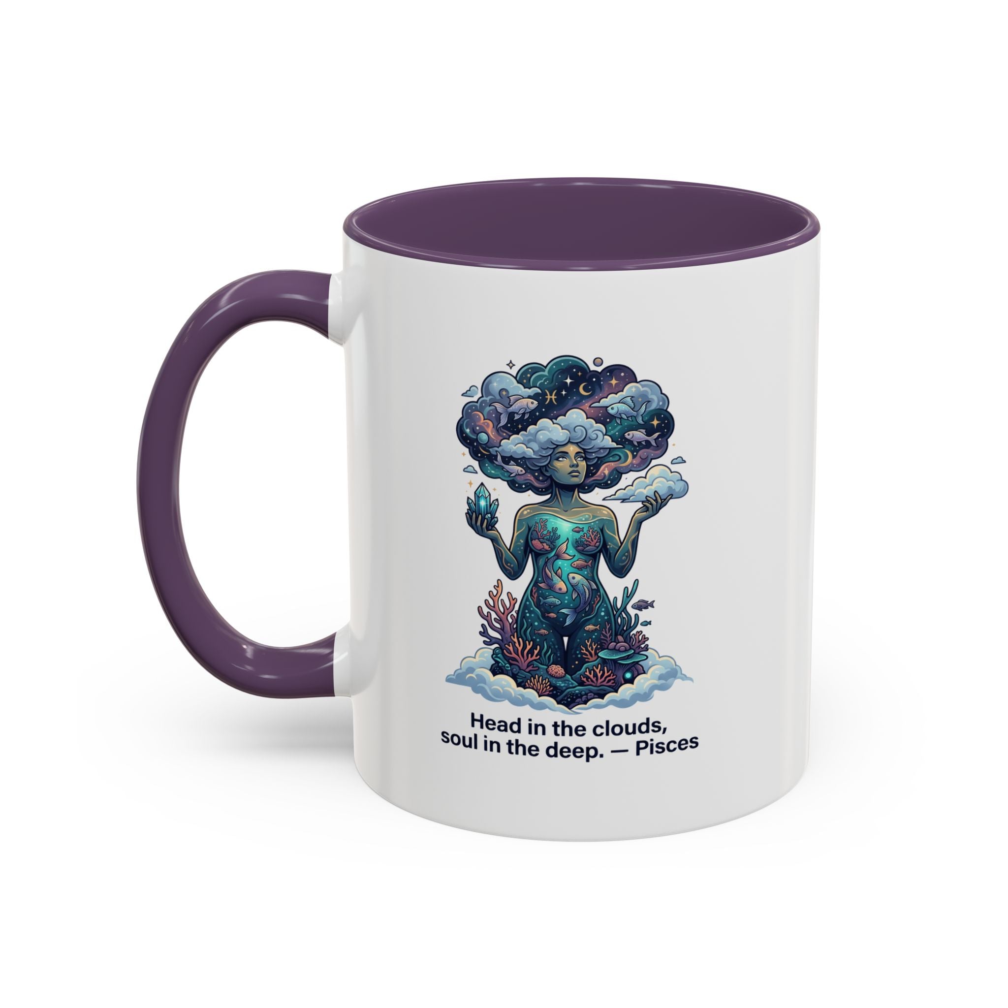Pisces Coffee Mug — "Head in the clouds, soul in the deep" Accent Mug