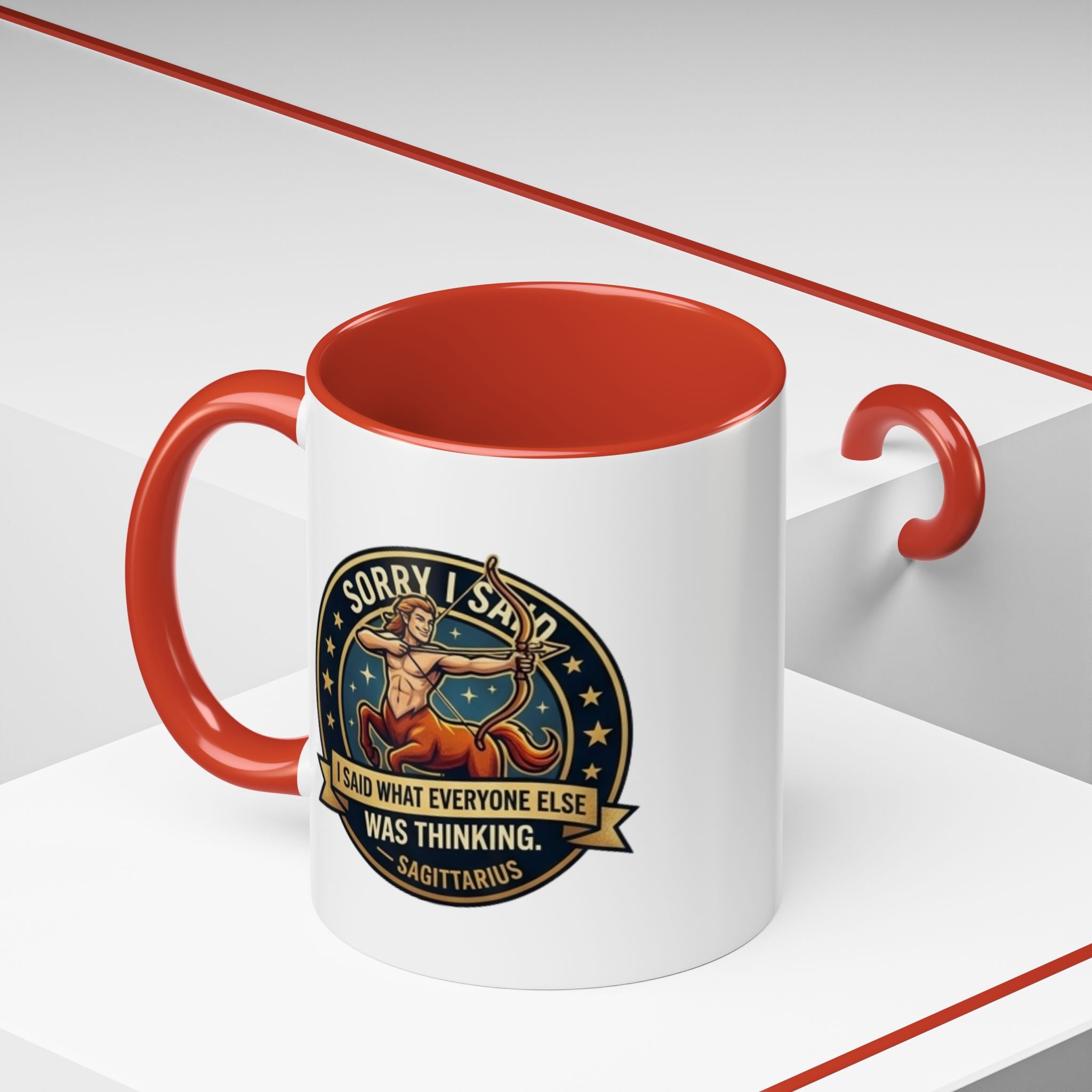 Sagittarius Coffee Mug — "Sorry I Said What Everyone Else Was Thinking" Zodiac Archer Accent Mug