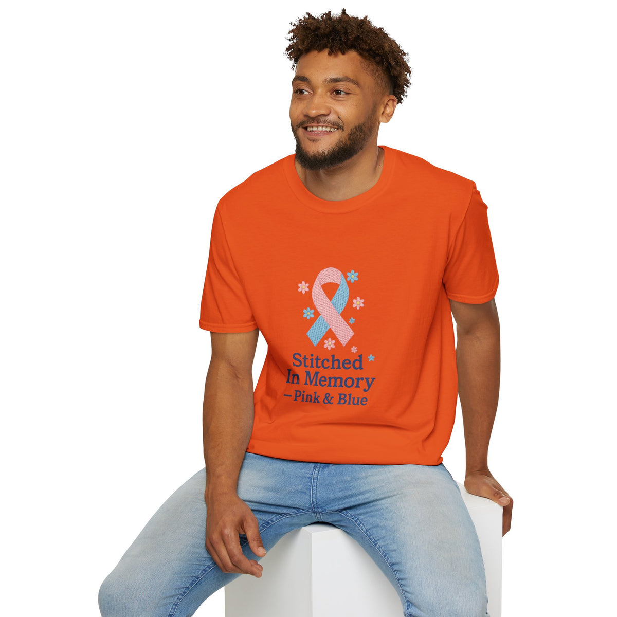 In Memory Pink & Blue Ribbon T-Shirt — "Stitched In Memory" Awareness Tee - Trending Now - October 2026