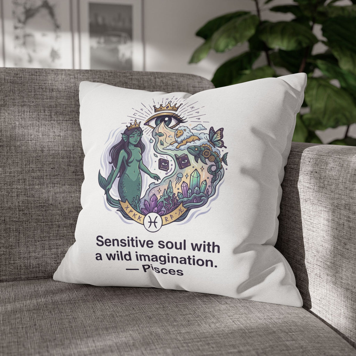Pisces Zodiac Pillowcase — "Sensitive soul with a wild imagination" Decorative Throw Pillow Cover
