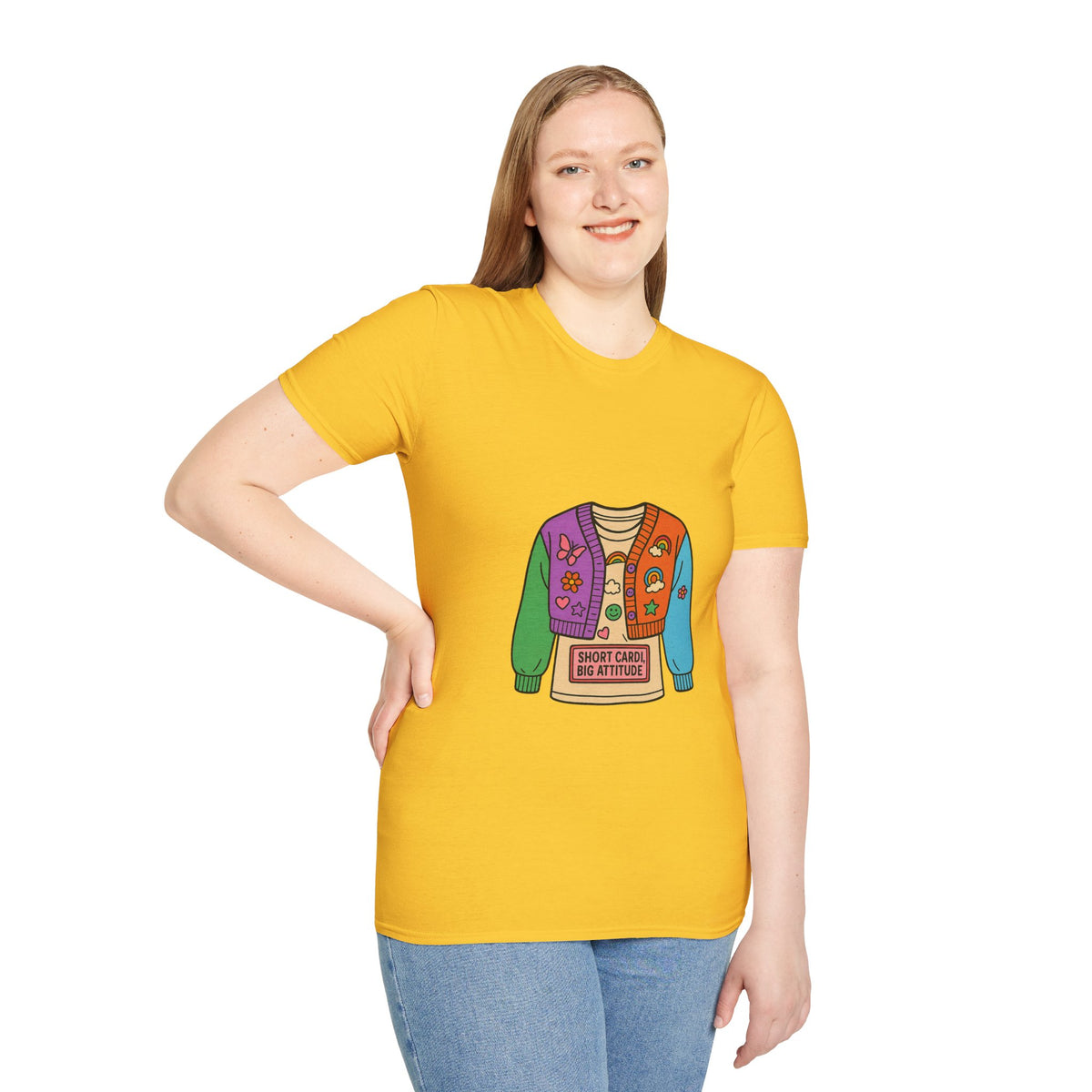 Colorful Patchwork Sweater Illustration T-Shirt - Trending Now - October 2026