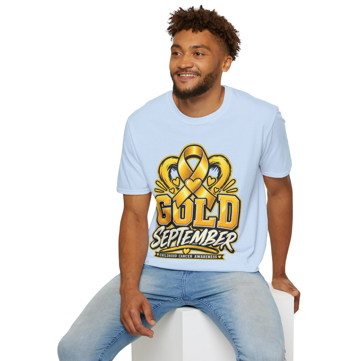 Gold September T-Shirt — Childhood Cancer Awareness Ribbon Tee