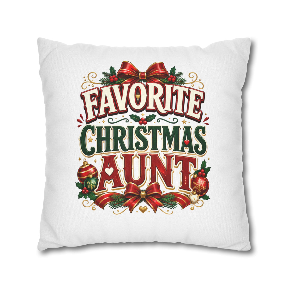Favorite Christmas Aunt Pillowcase - Festive Holiday Decorative Throw Pillowcase