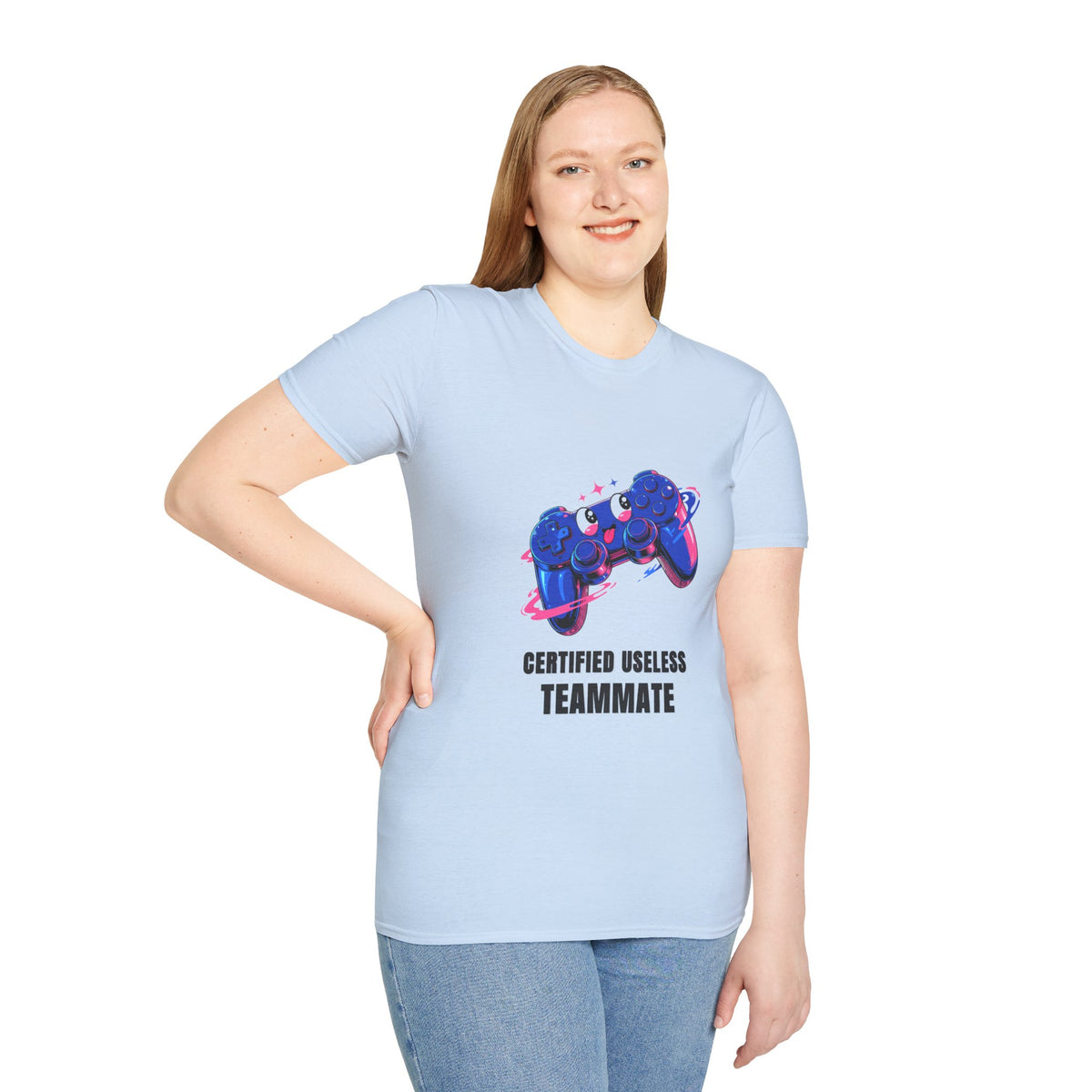 Certified Useless Teammate Gamer T-Shirt — Retro Neon Gamepad Tee - Trending Now - August 2026