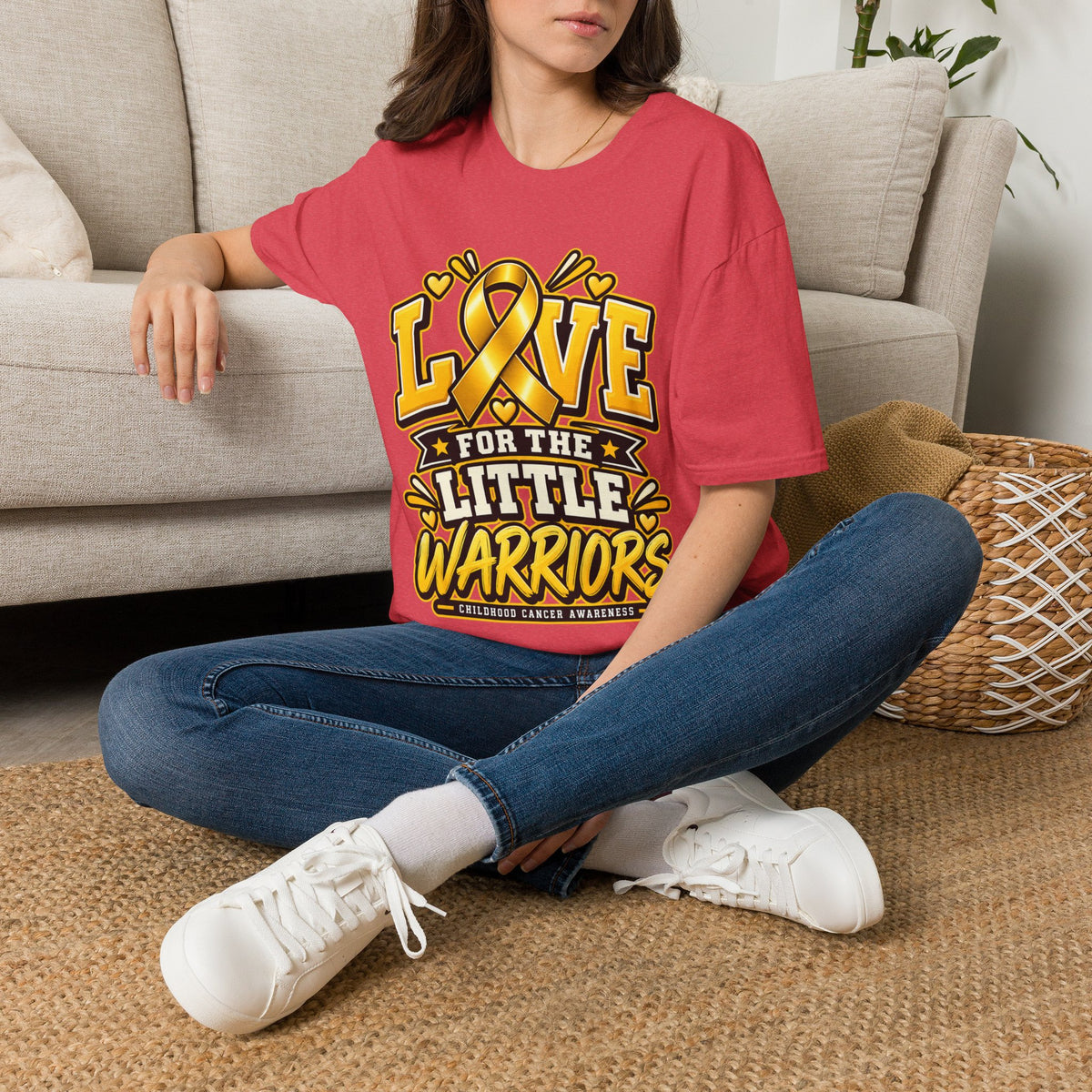 Childhood Cancer Awareness T-Shirt — "Love for the Little Warriors" Yellow Ribbon