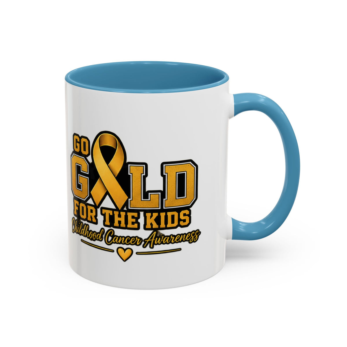 Gold For The Kids Coffee Mug — Childhood Cancer Awareness Accent Mug (11/15oz)