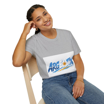 Argentina Graphic T-Shirt — Argentina Typography Tee with Sun & Flag Colors