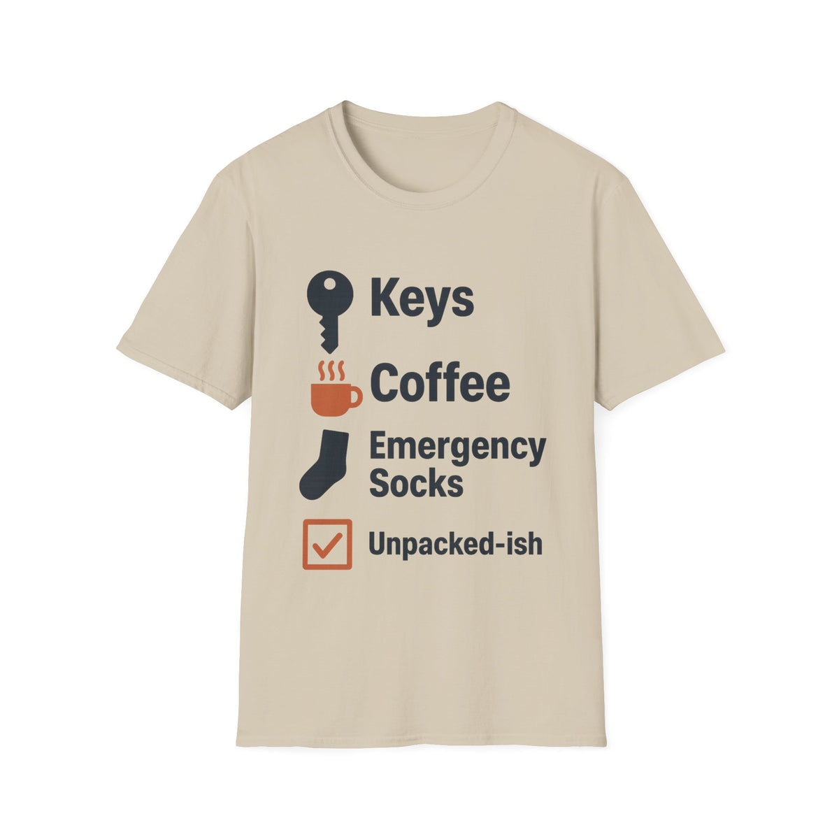 Keys, Coffee, Phone, Wallet Checklist T-Shirt — Minimal Daily Essentials Graphic Tee - Trending Now - August 2026