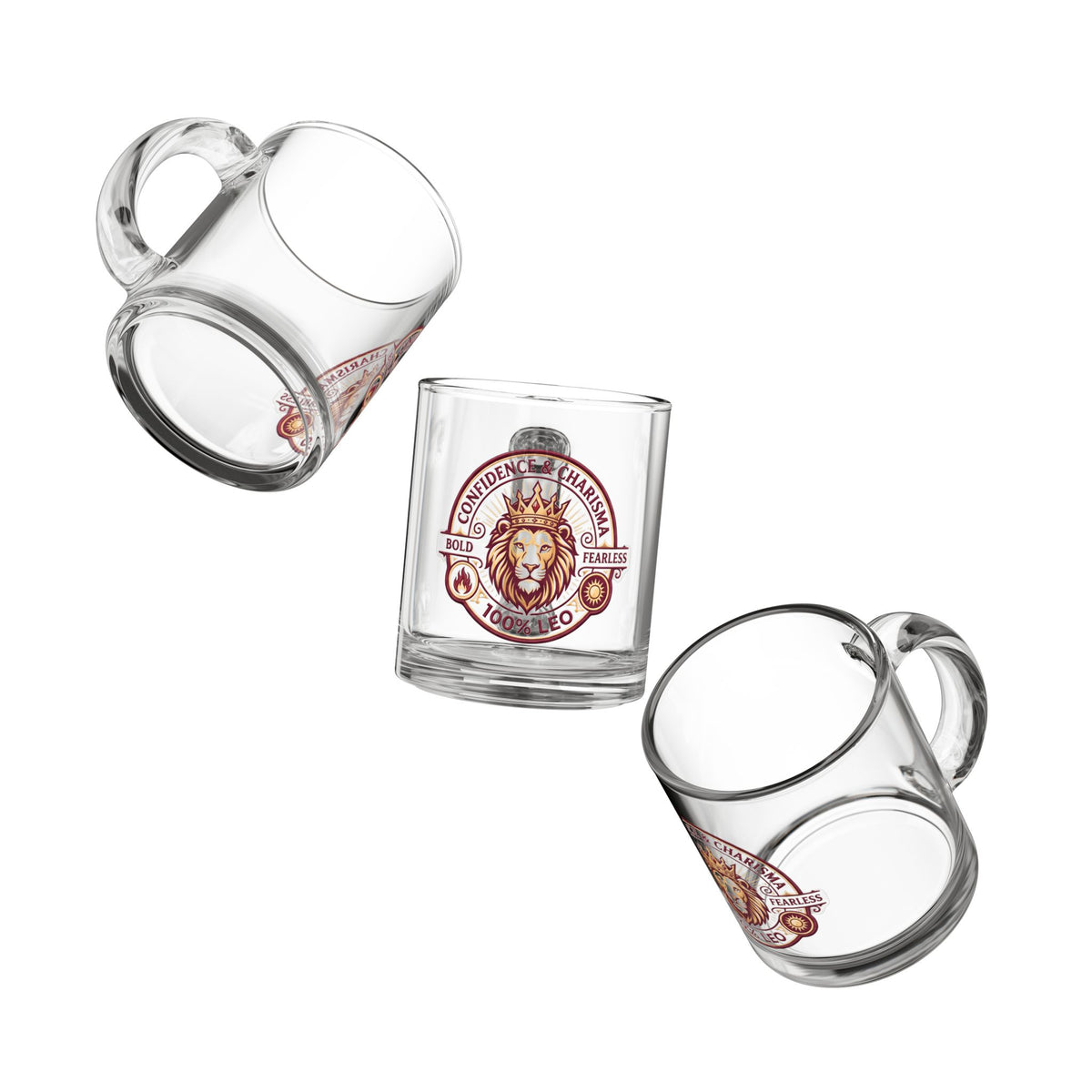 Leo Zodiac Glass Mug — 10oz Confidence & Charisma Lion Horoscope Gift