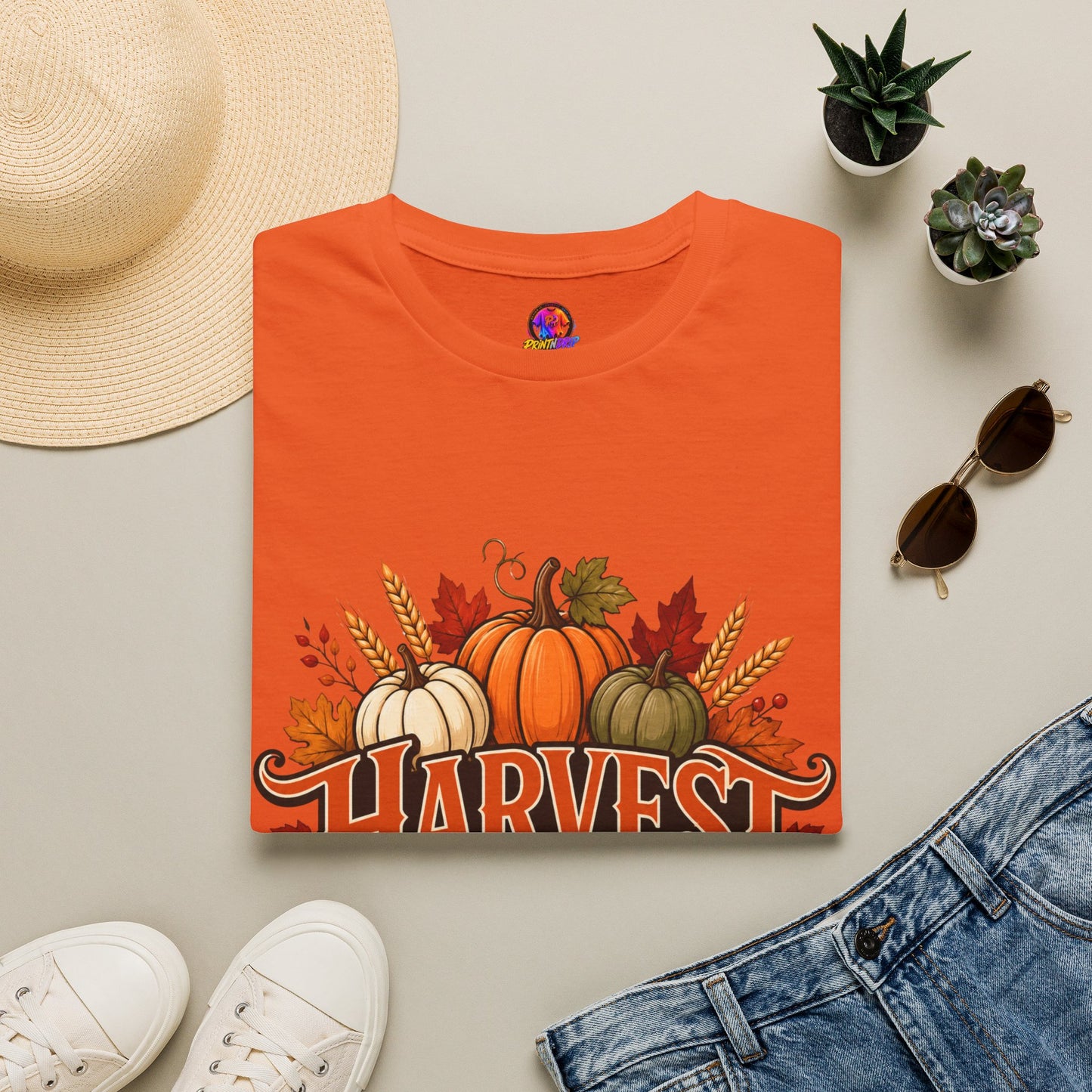 Harvest Blessings T-Shirt — Fall Pumpkin Harvest Graphic Tee for Thanksgiving