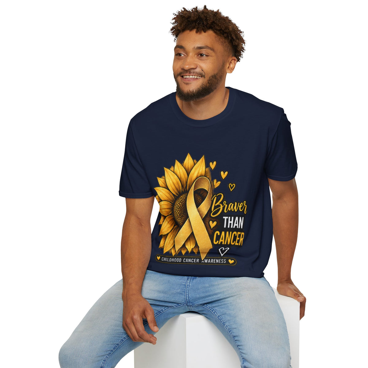 Braver Than Cancer Childhood Cancer Awareness Sunflower T-Shirt