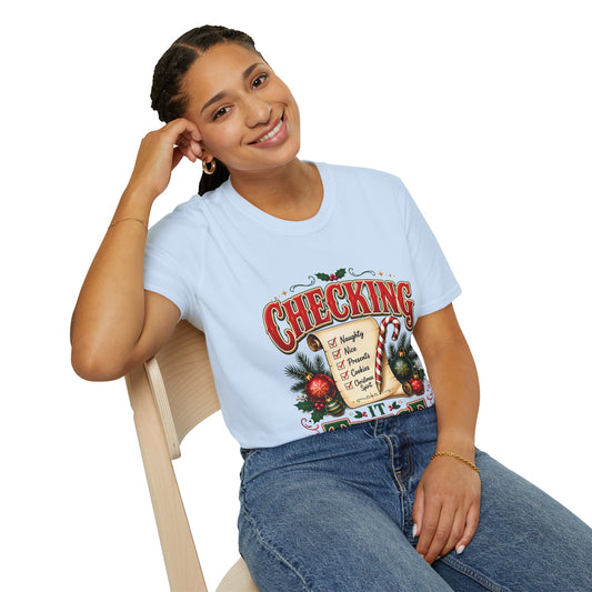 Checking It Twice Christmas T-Shirt — Naughty or Nice Holiday Tee