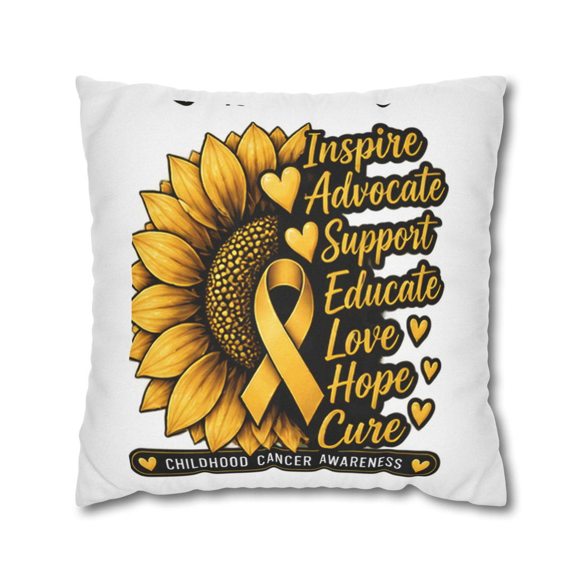 Childhood Cancer Awareness Sunflower Support Pillowcase