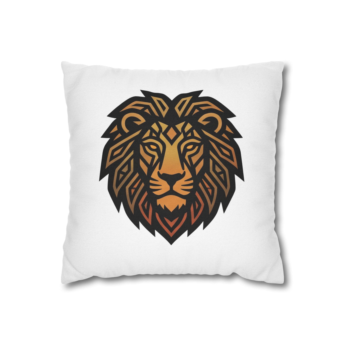Leo Lion Head Decorative Pillowcase — Geometric Tribal Lion Throw Pillow Cover