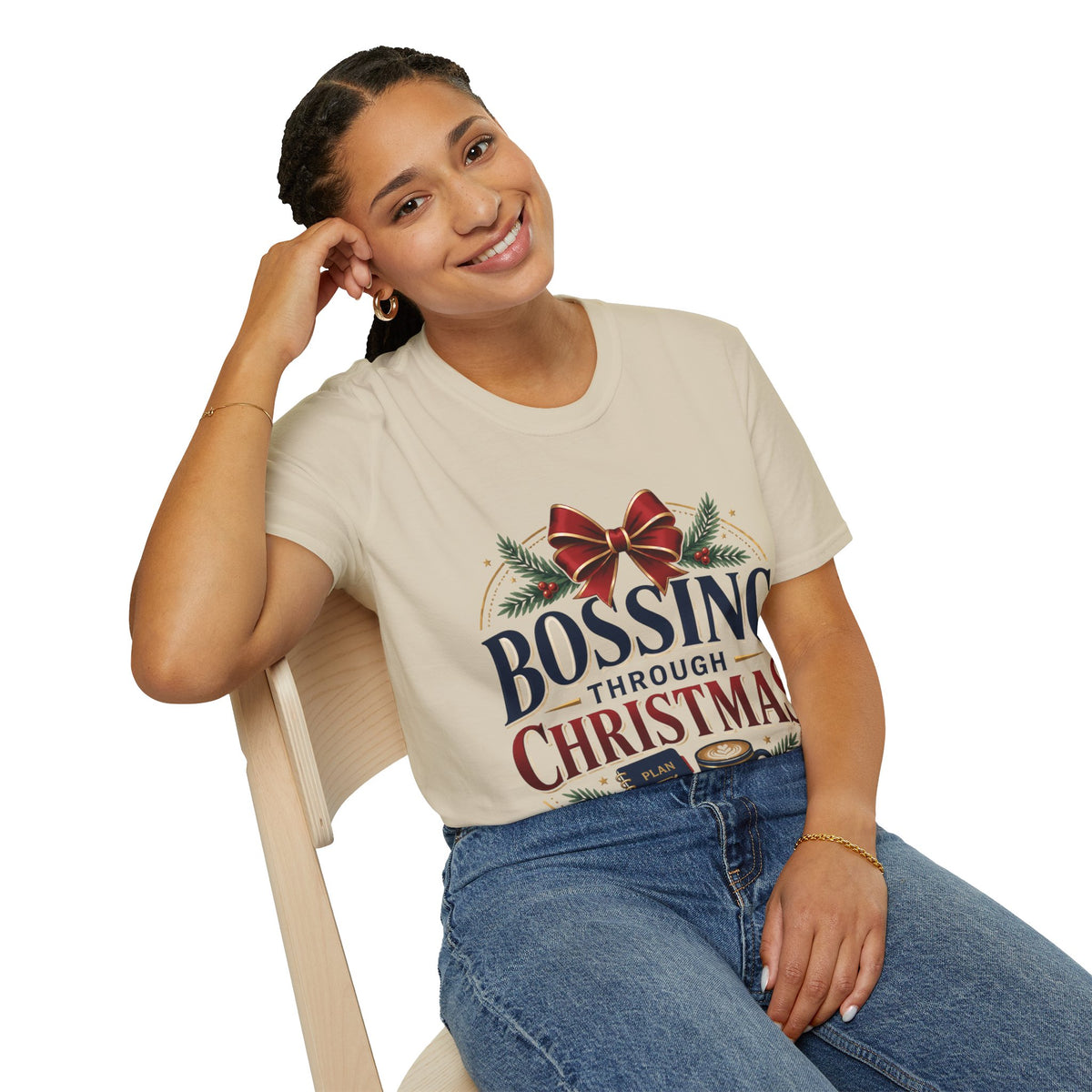 Christmas “Bossing Through Christmas” T‑Shirt — Funny Holiday Boss Gift