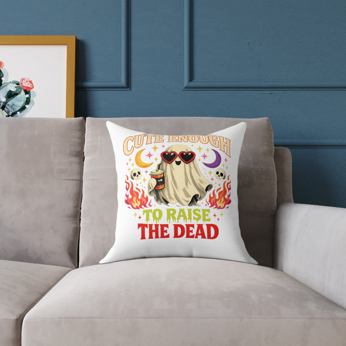 Halloween Ghost Pillow — "Cute Enough to Raise the Dead" Decorative Throw Pillow