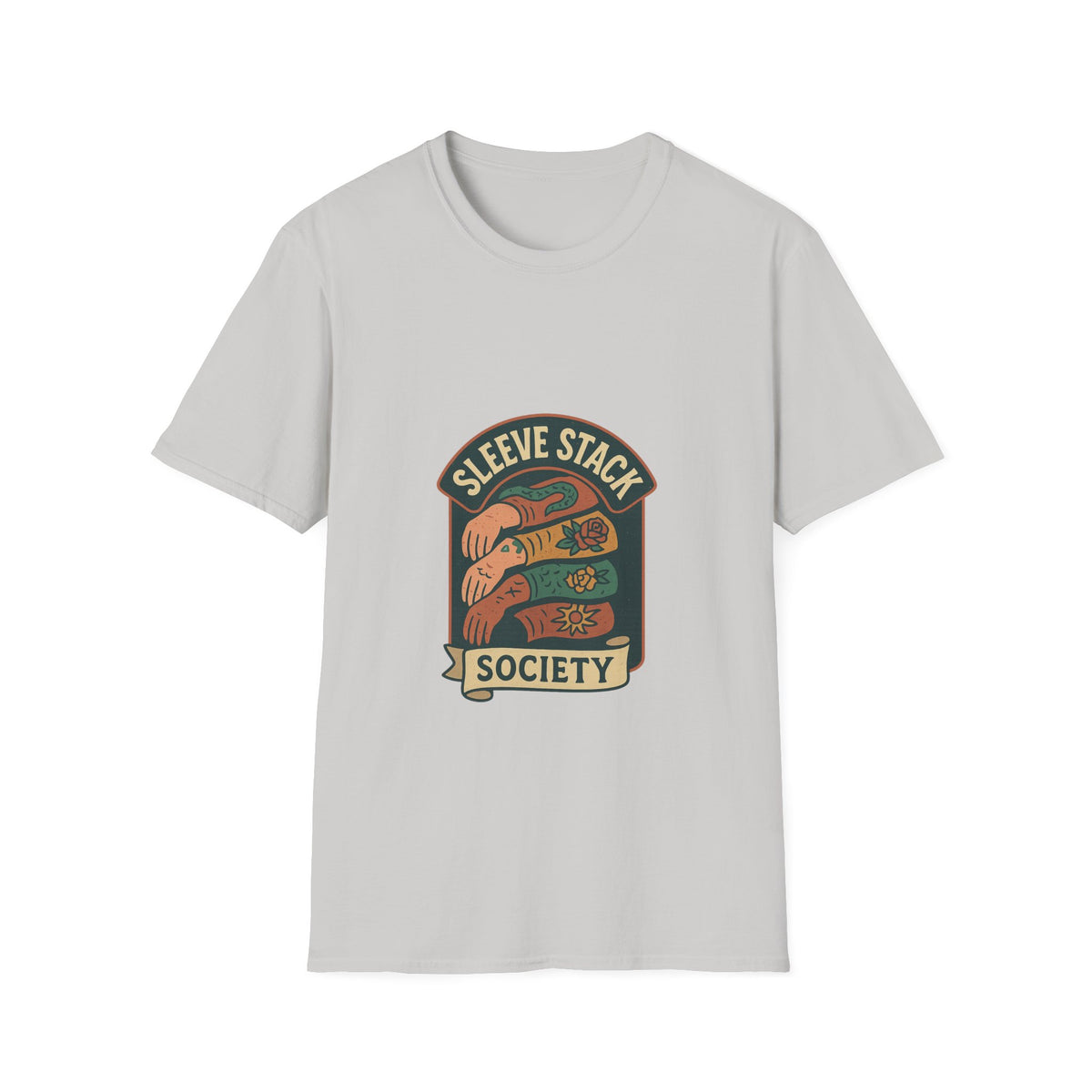 Sleeve Stack Society T-Shirt — Vintage Tattoo Sleeve Graphic Tee - Trending Now - October 2026