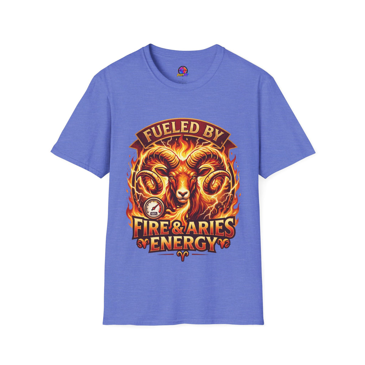 Aries Zodiac Fueled By Fire & Aries Energy T-Shirt — Zodiac Ram Graphic Tee