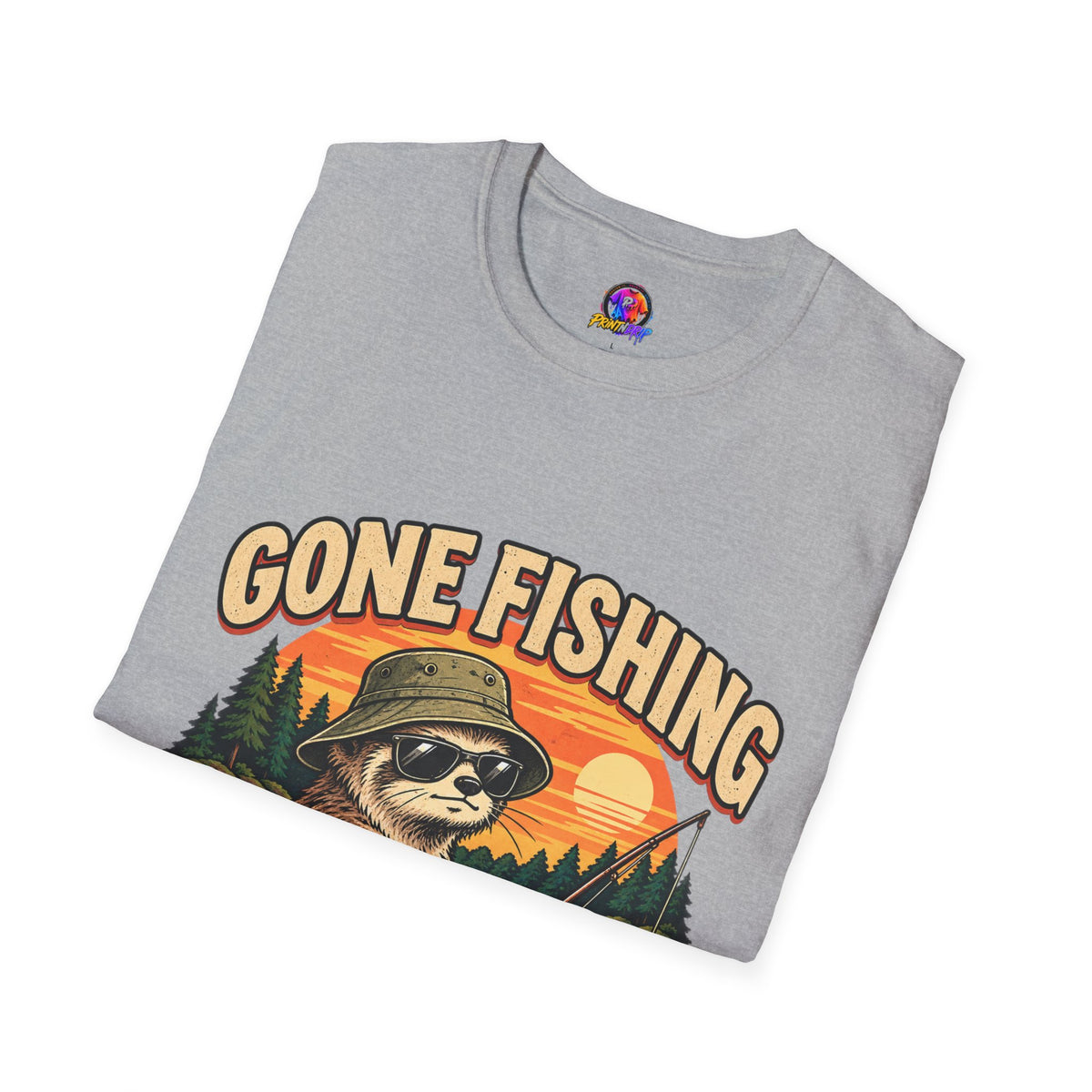 Funny And Witty T-Shirt — “Gone Fishing, Avoiding Feelings” Sloth Fishing Graphic Tee