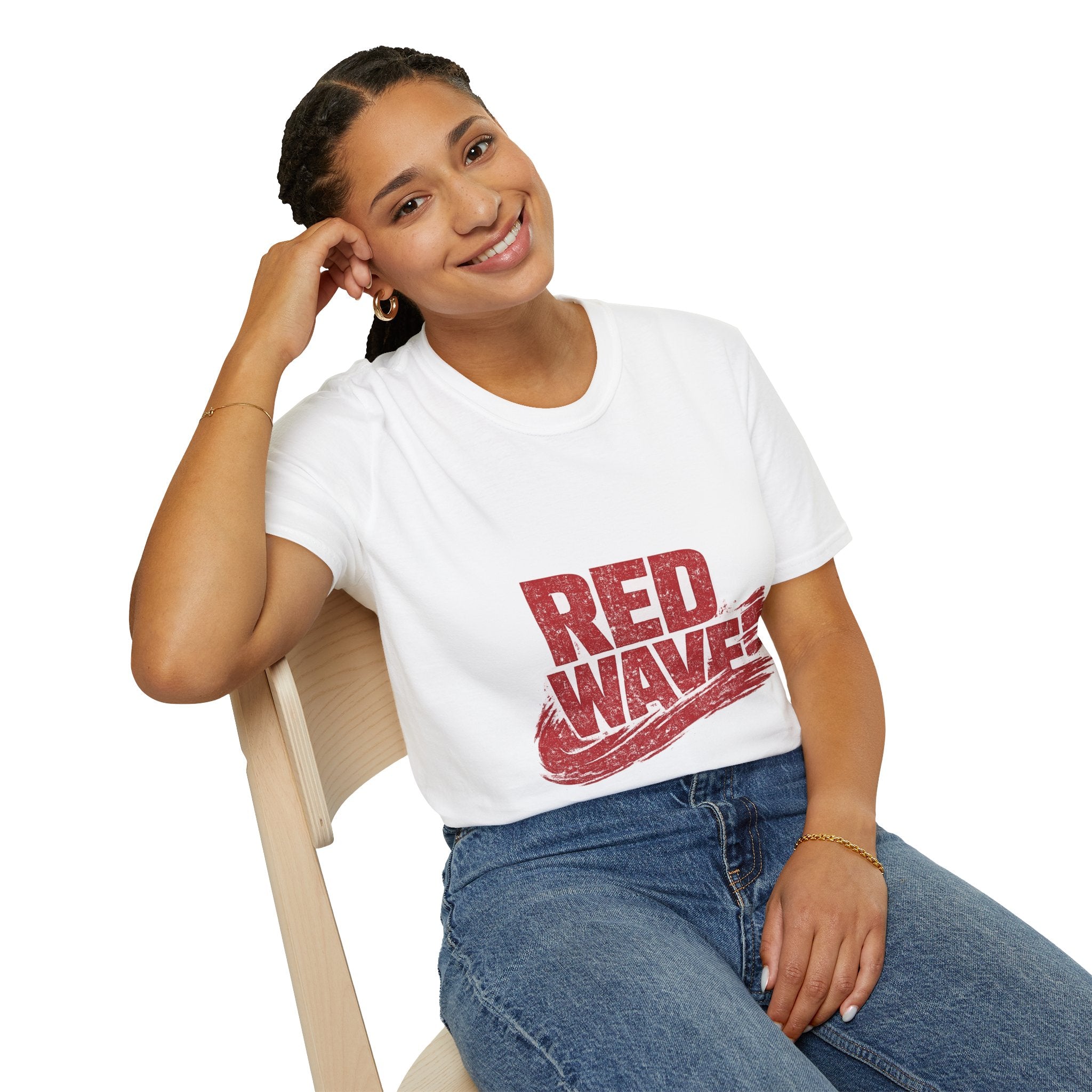South Korea Red Wave Graphic T‑Shirt — Vintage Distressed Logo Tee