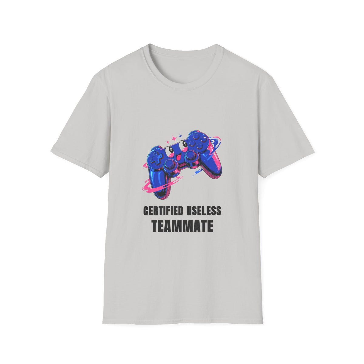 Certified Useless Teammate Gamer T-Shirt — Retro Neon Gamepad Tee - Trending Now - August 2026