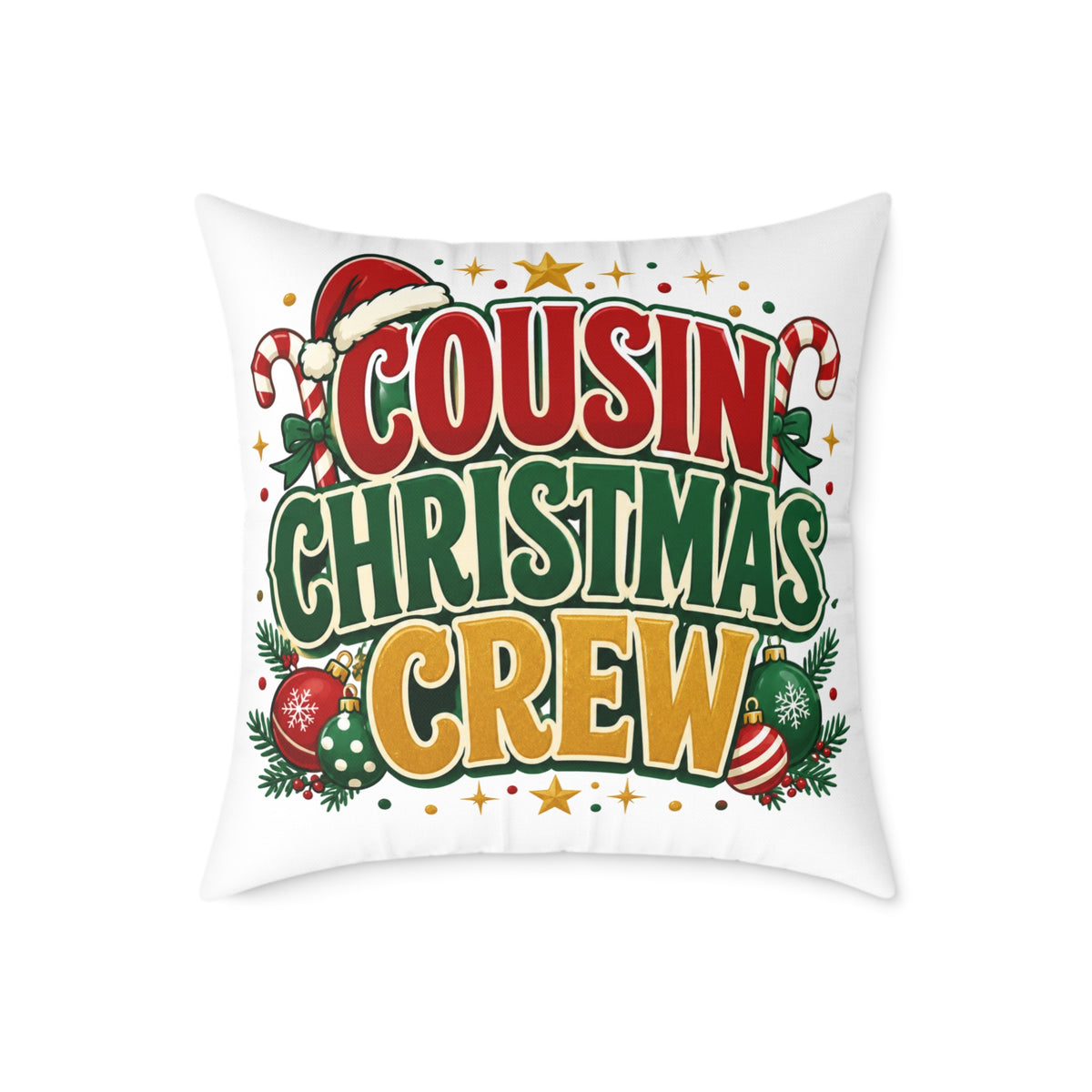 Cousin Christmas Crew Throw Pillow — Festive Holiday Decorative Cushion