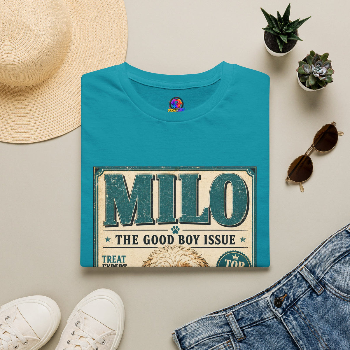Milo 'The Good Boy Issue' Dog T‑Shirt — Vintage Puppy Magazine Design