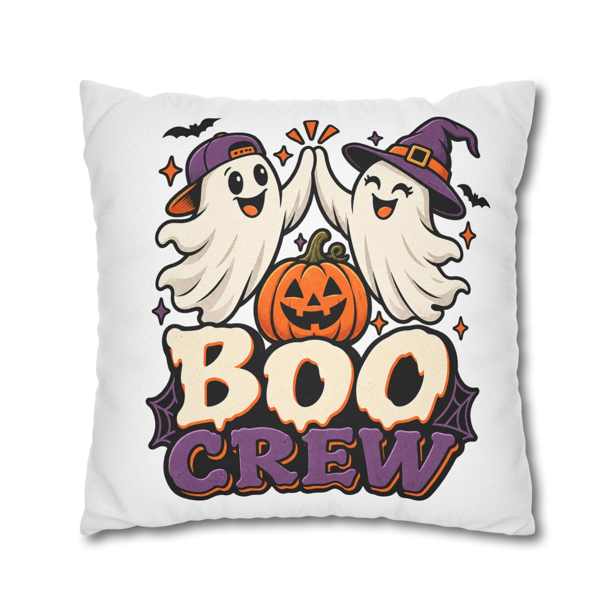 Halloween Boo Crew Pillowcase — Cute Ghost Pumpkin Decorative Throw Pillow Cover