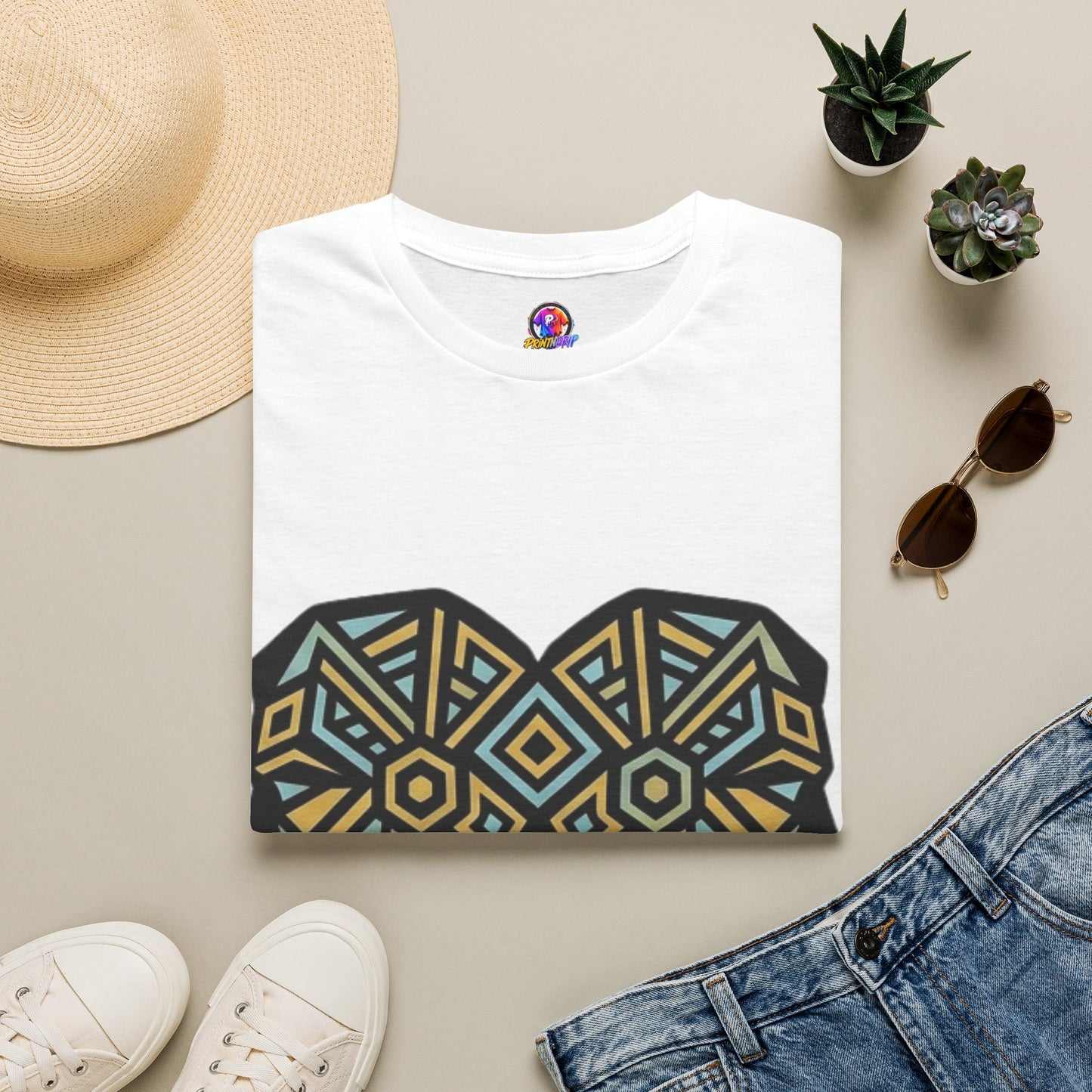 Geometric Elephant Tee — Tribal Mosaic Elephant Graphic T-Shirt