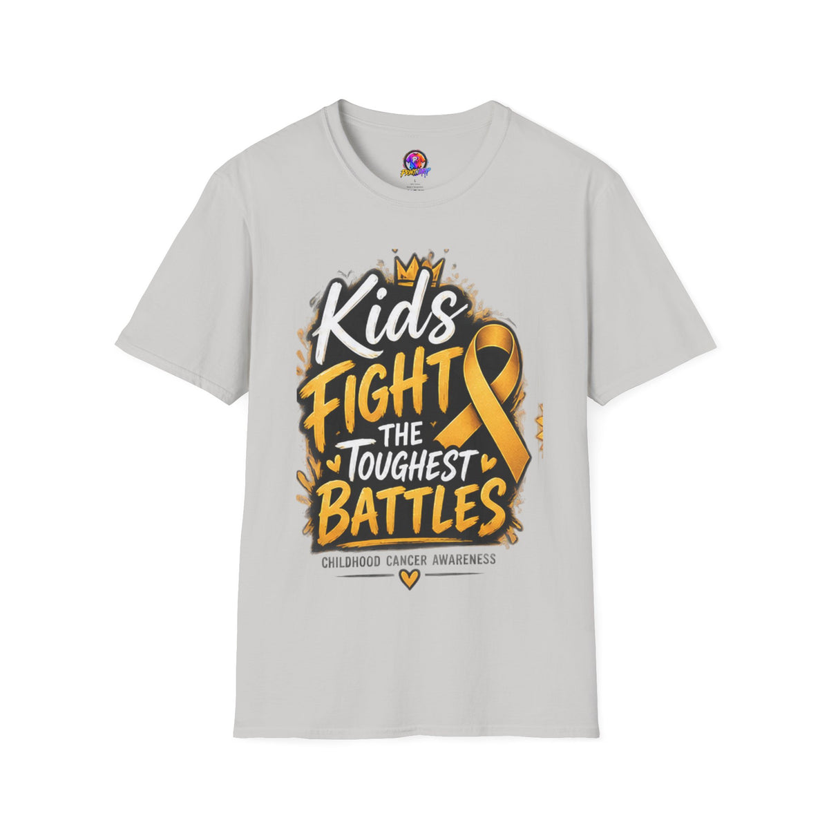 Childhood Cancer Awareness T-Shirt — "Kids Fight the Toughest Battles" Gold Ribbon