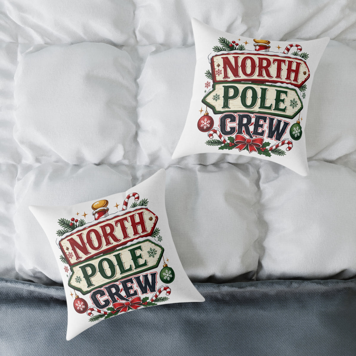 Christmas North Pole Crew Pillow - Christmas Holiday Decorative Throw Pillow