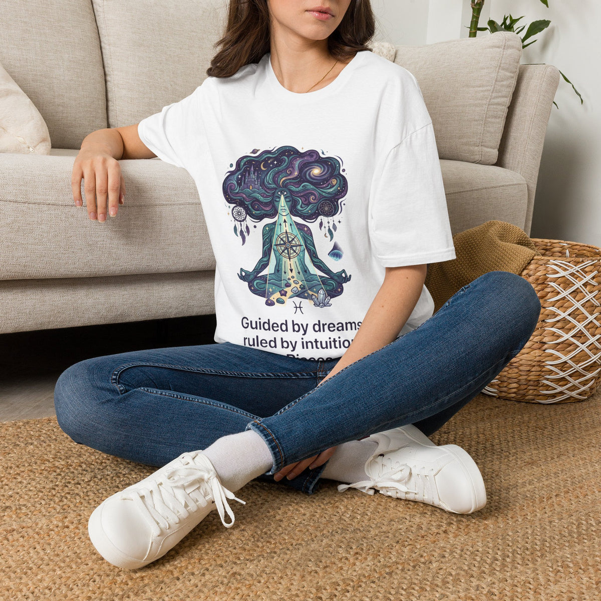 Dreamy Meditation T-Shirt — 'Guided by dreams, ruled by intuition' Spiritual Art Tee