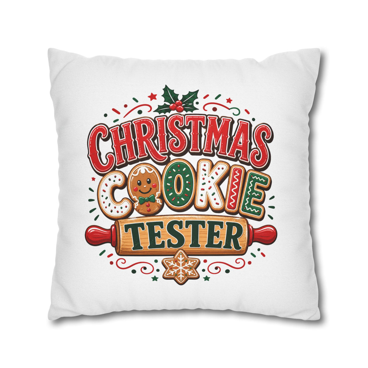 Christmas Cookie Tester Pillowcase — Holiday Decorative Throw Pillow Cover