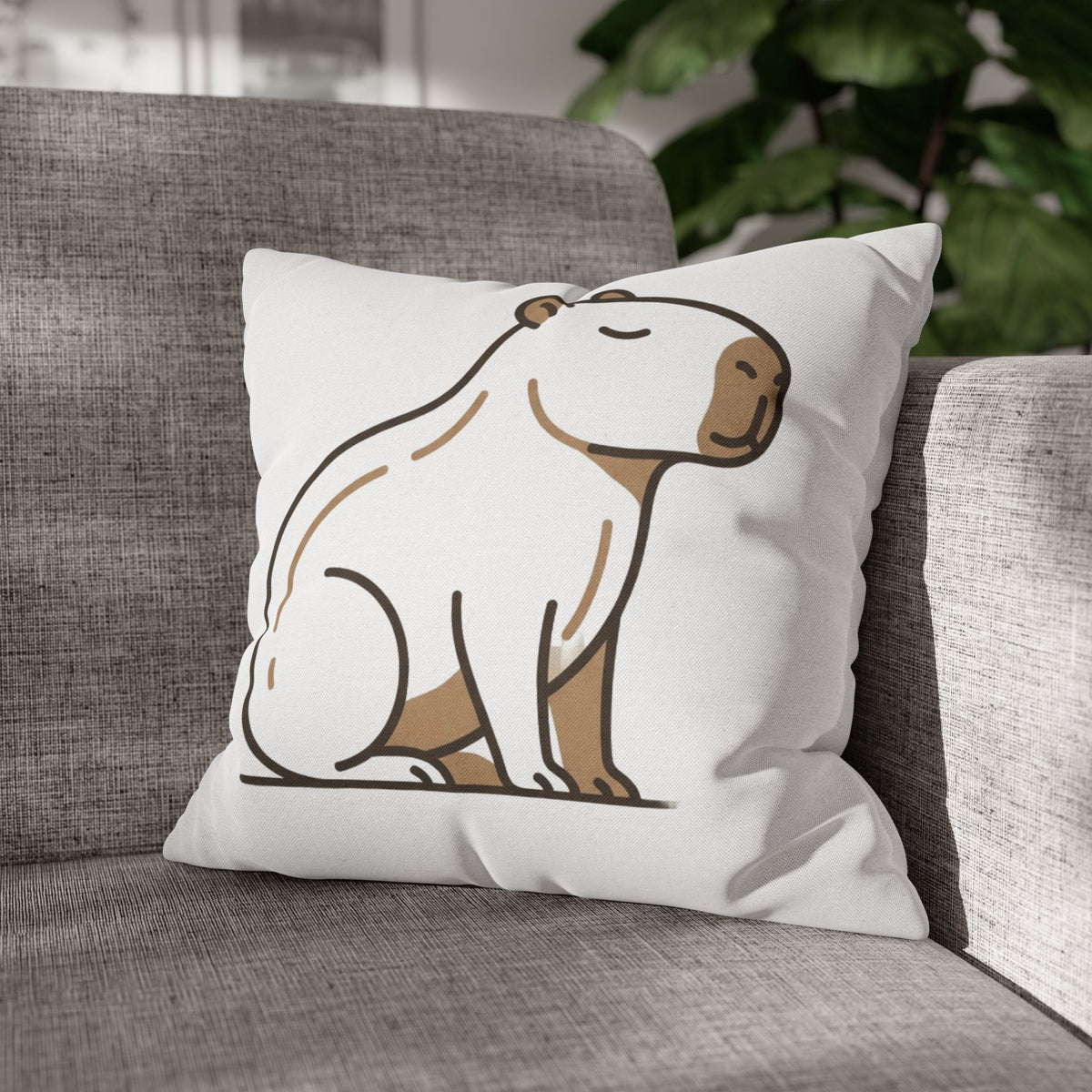 Funny Capybara Cute Throw Pillowcase – Minimalist Animal Decorative Cushion