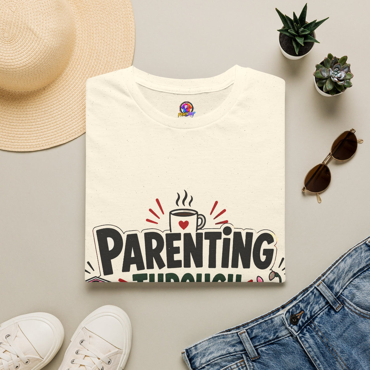 Parenting Through Christmas T-Shirt — Funny Holiday Mom Dad Tee