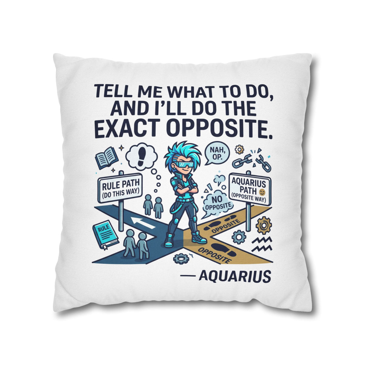 Aquarius Zodiac Spun Polyester Square Pillowcase