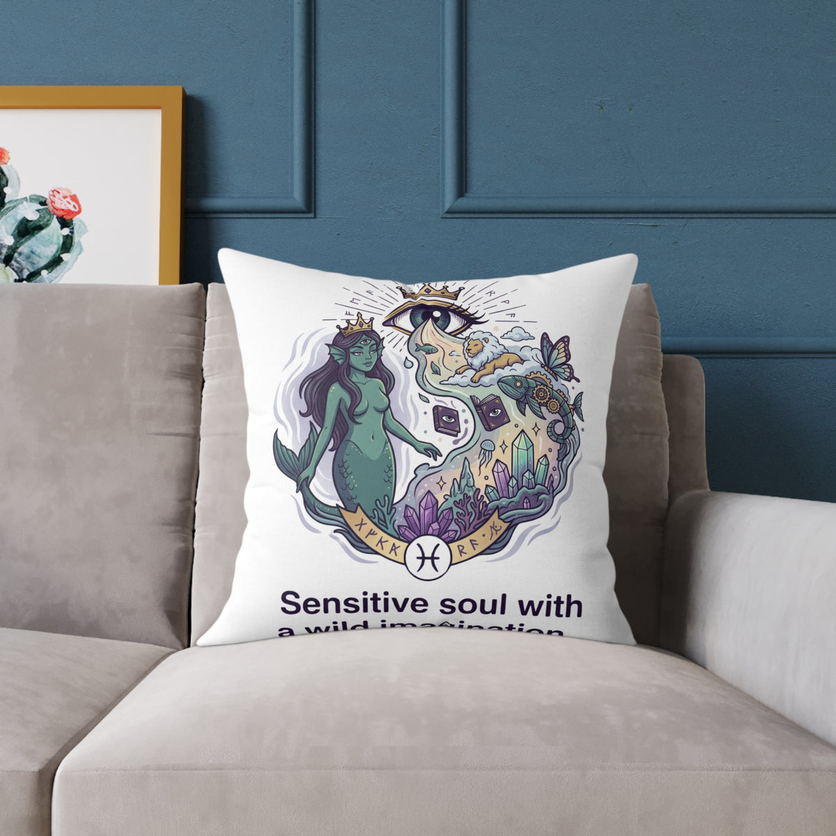 Pisces Zodiac Sensitive Soul With A Wild Imagination Square Poly Canvas Pillow
