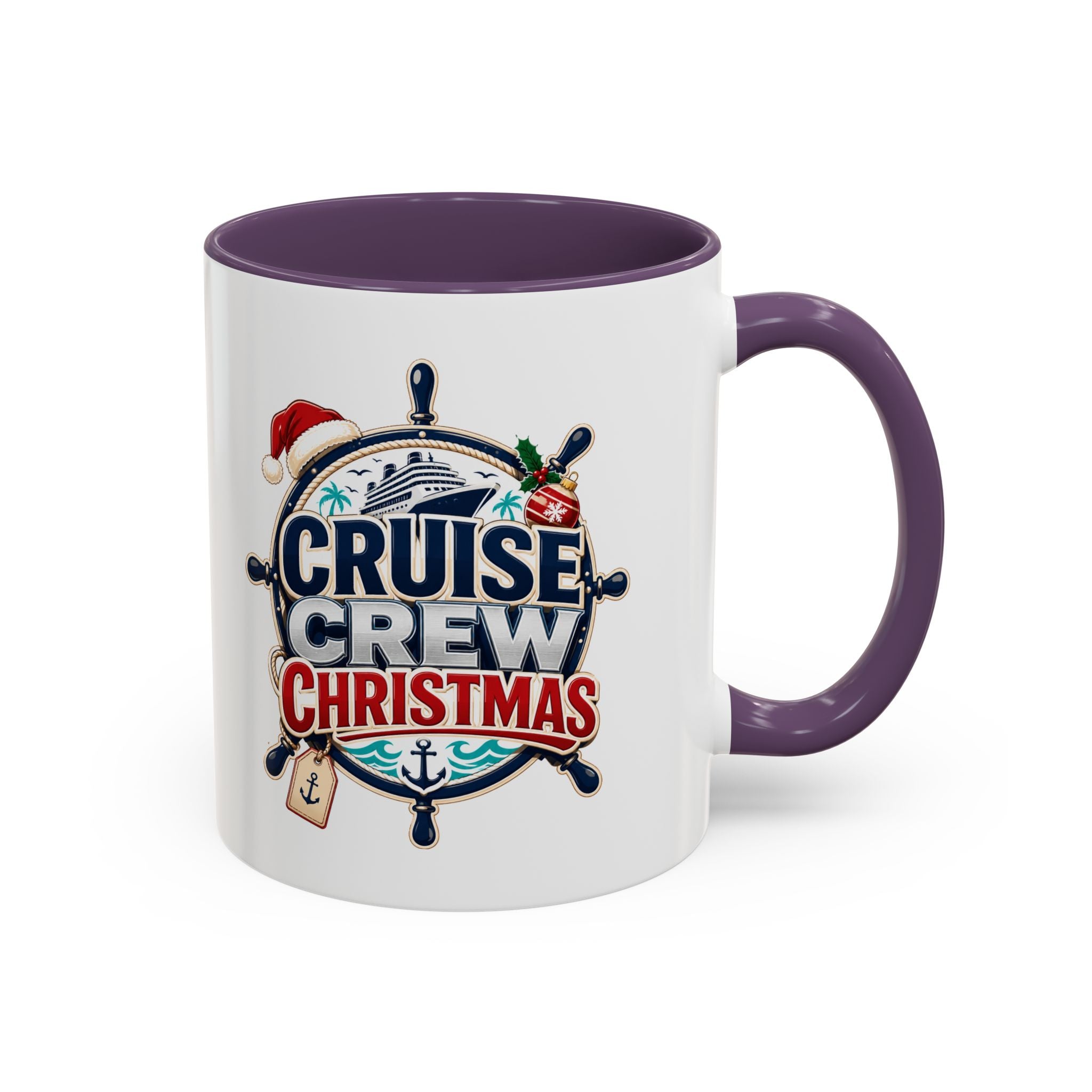 Modern Day Christmas  Cruise Crew Accent Coffee Mug - Holiday Nautical Travel Gift (11/15oz)