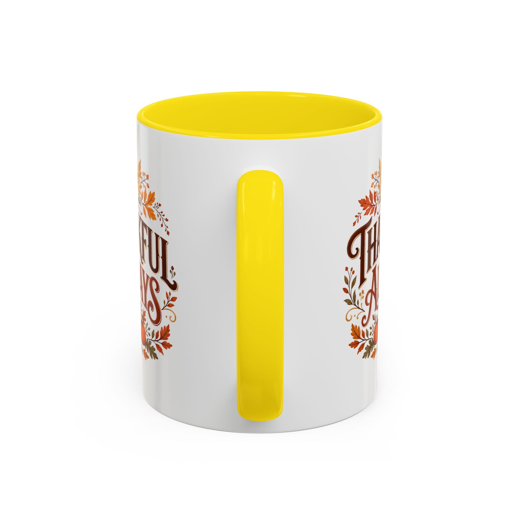 Thanksgiving Mug Thankful Always Accent Coffee Mug — Fall Pumpkin & Leaves Thanksgiving Gift