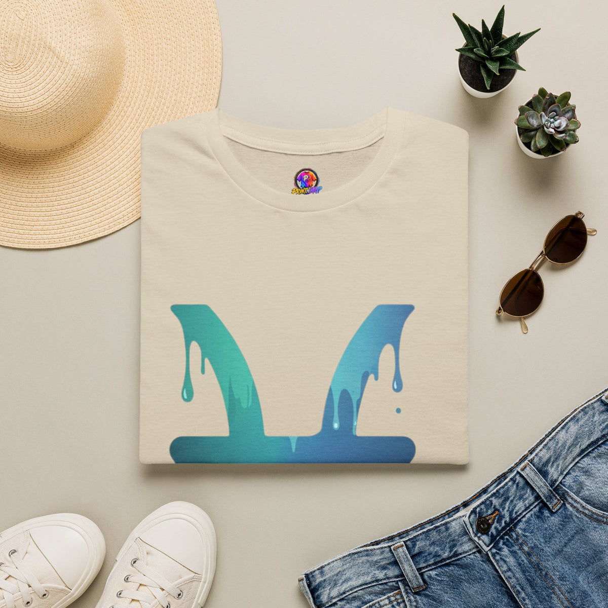 Pisces Drip Zodiac T-Shirt — Blue Gradient Astrological Tee