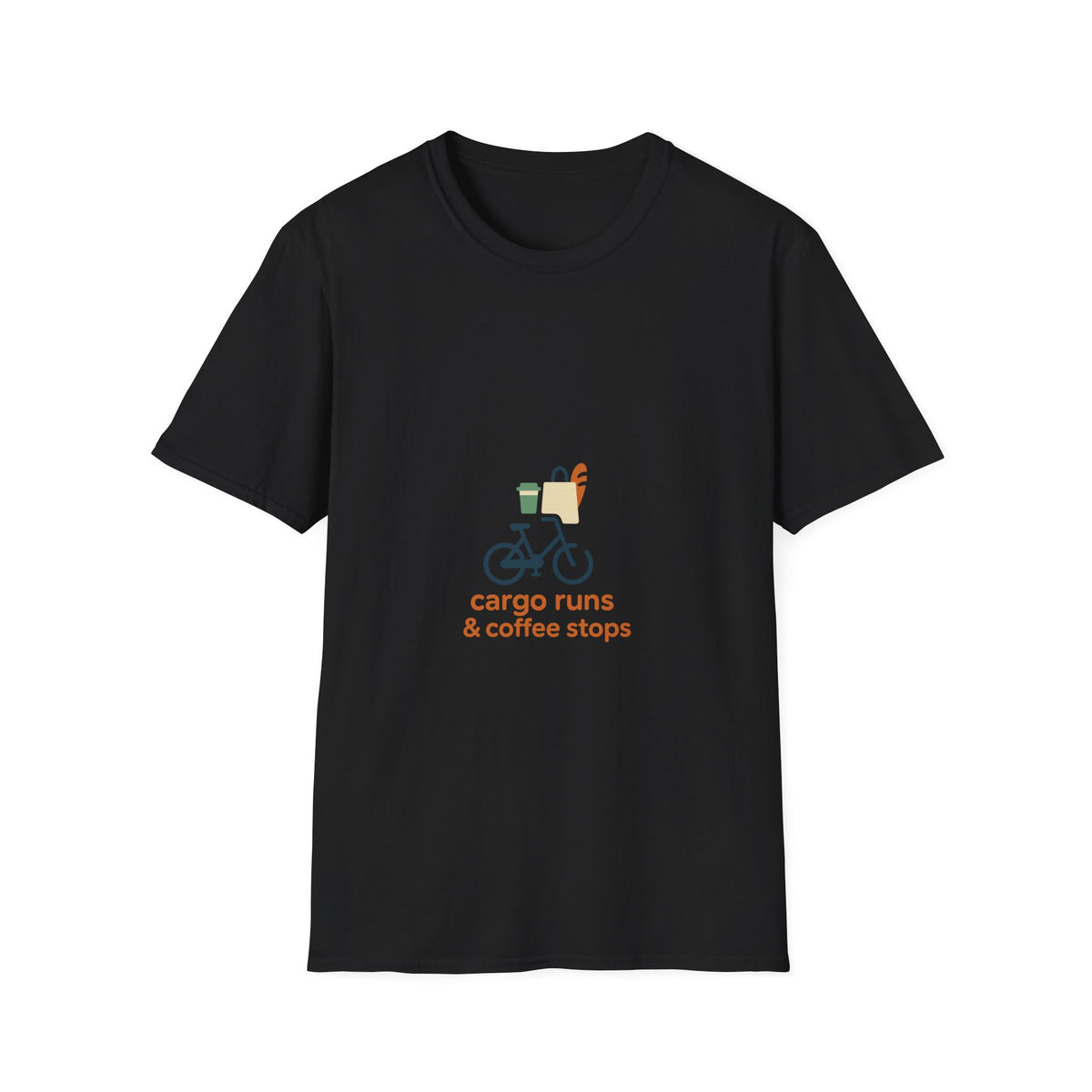 "Cargo Runs & Coffee Stops" Commuter Bicycle Graphic Tee - Aesthetic Cycling Grocery White T-Shirt - Trending Now - September 2026