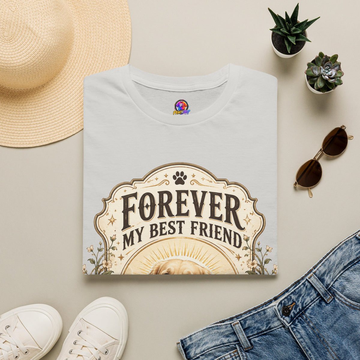 Dog Memorial T-Shirt — "Forever My Best Friend" Personalized Pet Tribute Tee