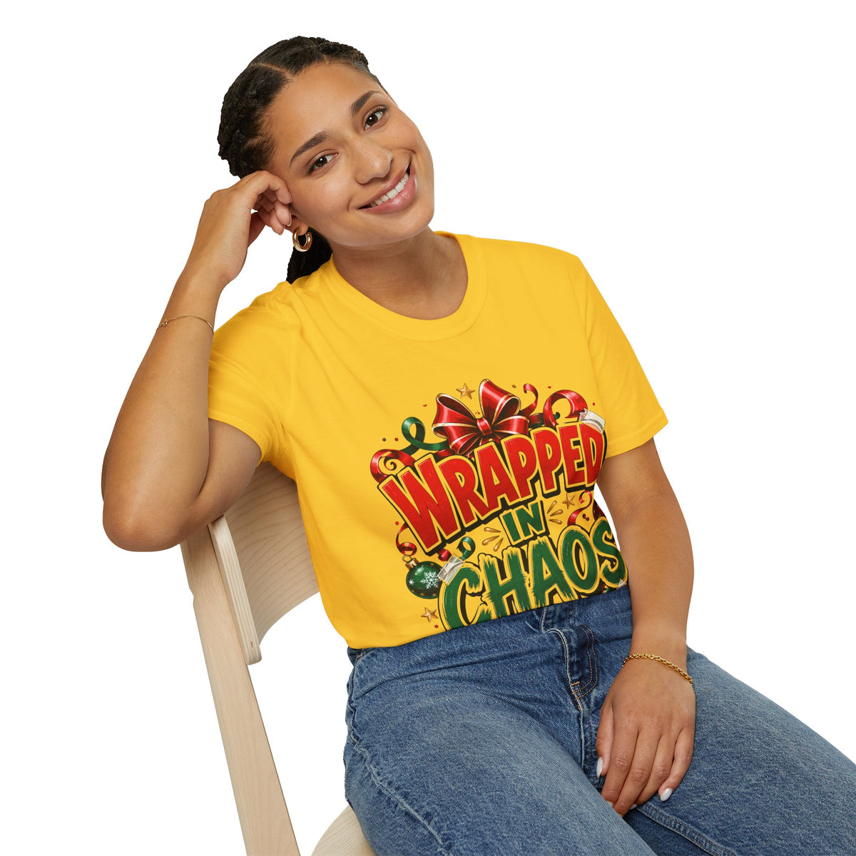 T-Shirt — "Wrapped in Chaos" Holiday Graphic Tee