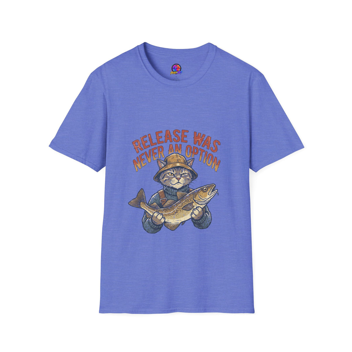 Funny And Witty Fishing Cat T-Shirt – "Release Was Never An Option" Vintage Angler Tee