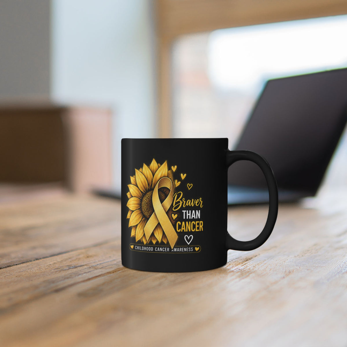 Braver Than Childhood Cancer Sunflower Awareness Mug