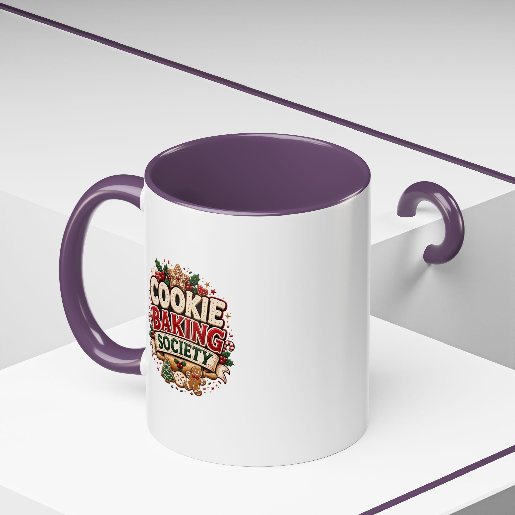 Cookie Baking Society Accent Coffee Mug — Holiday Baking Ceramic Mug