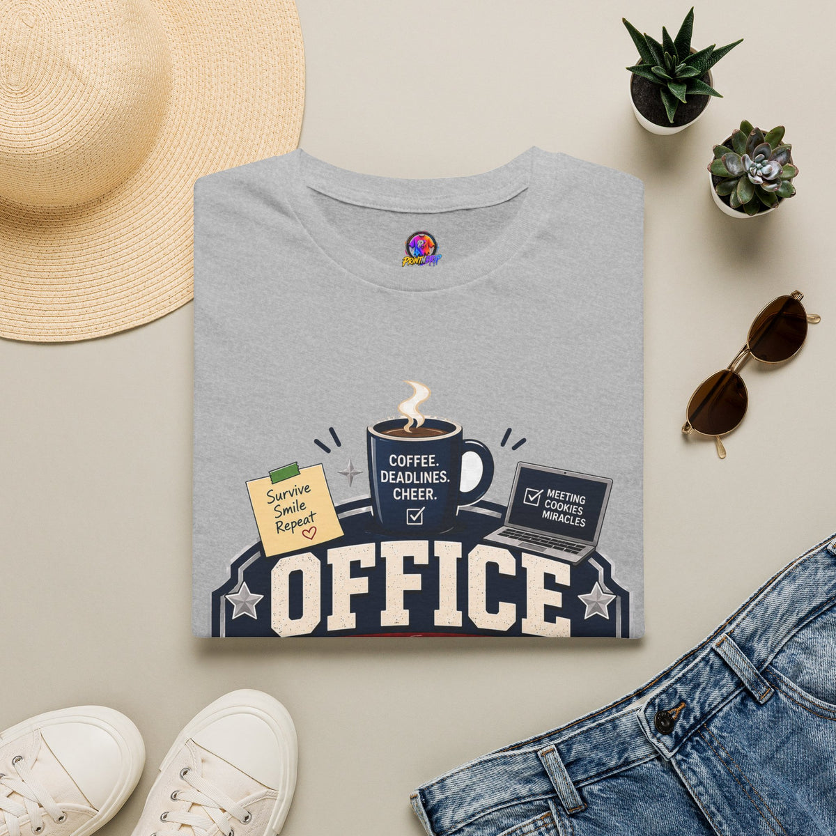 Office Holiday Survivor T-Shirt — Coffee, Deadlines & Cheer Work Shirt